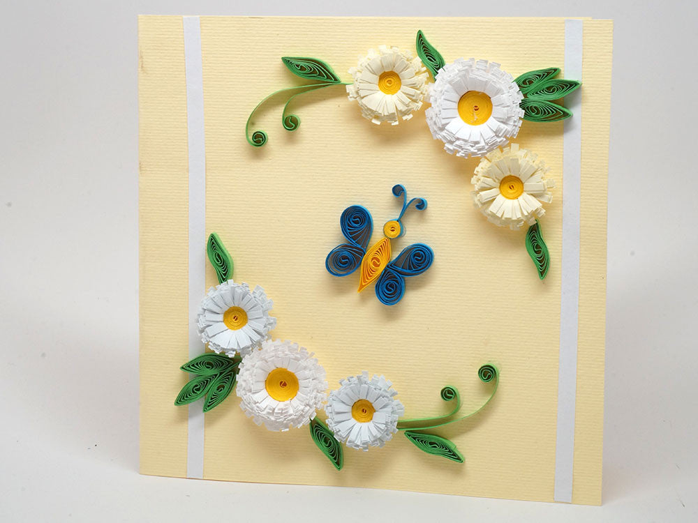 3 Paper filigree handmade flowers small cards